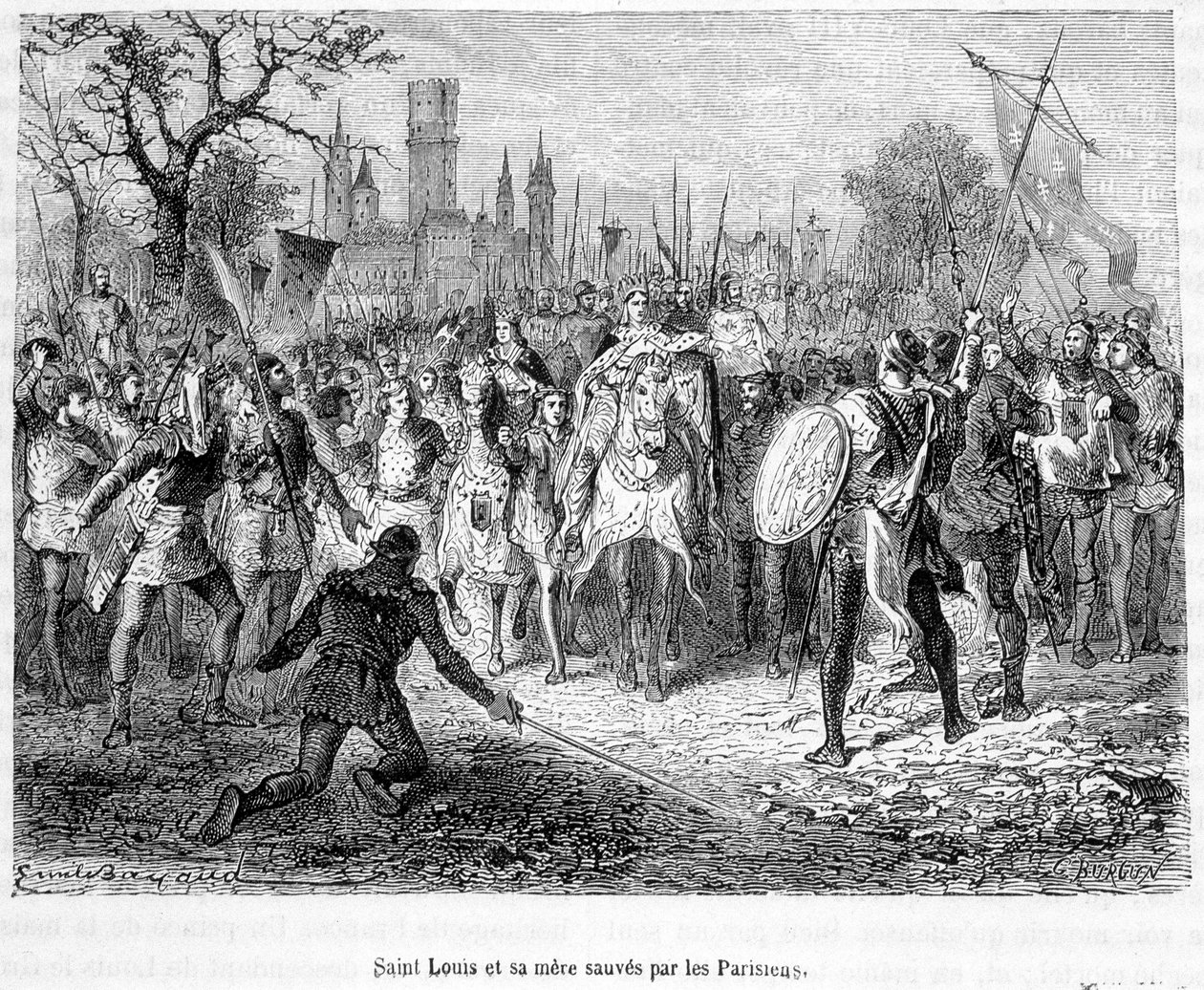 Saint Louis und seine Mutter von Parisern gerettet - in „Histoire de France populaire“ von H. Martin von Unknown artist