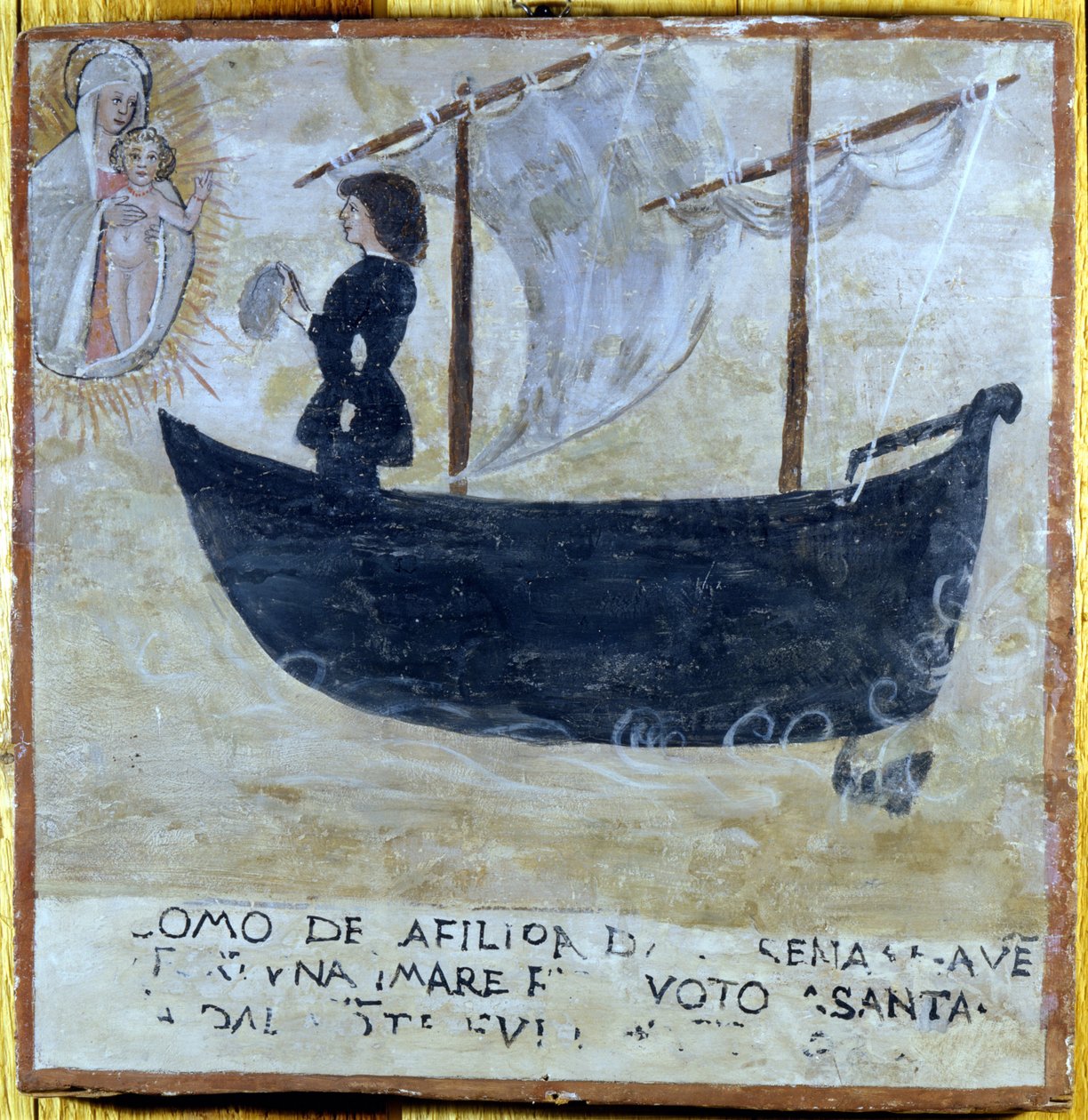 Schiff aus dem Sturm gerettet. Ex Voto des 16. Jahrhunderts aus dem Heiligtum der Madonna del Monte in Cesena (Forlì). von Unknown artist
