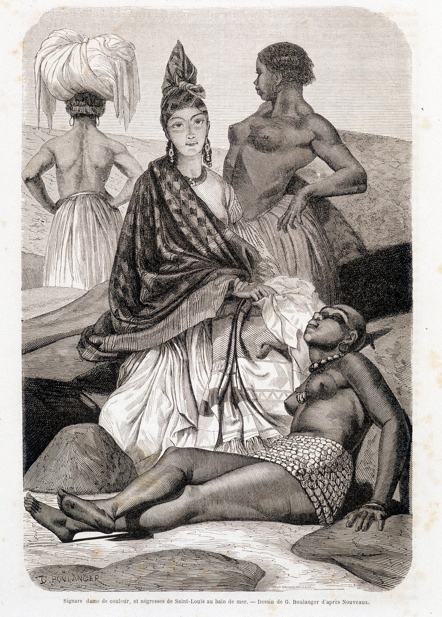 Signare Dame von Farbe und Negerin von Saint Louis im Seebad - in „Le Tour du Monde“ von Unknown artist