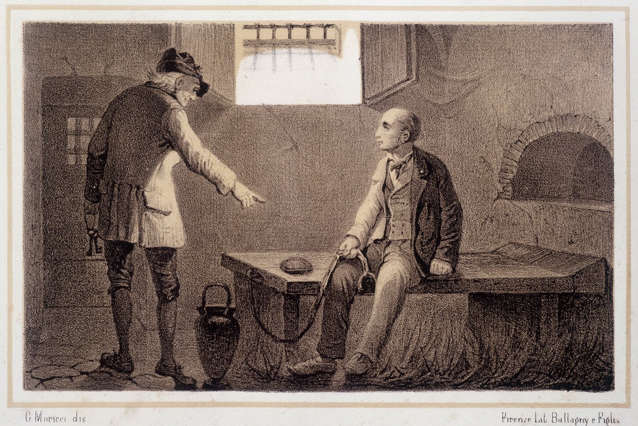 Silvio Pellico (1789 - 1854) in die Festung Spielberg (Spilberk) überführt - in „Storia d