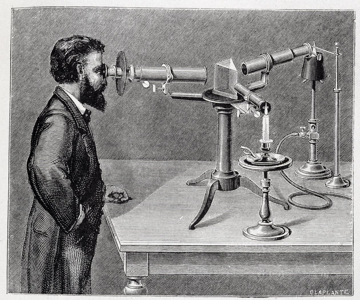 Spektroskop zum Vergleich der Spektren terrestrischer Elemente mit denen himmlischer Körper von Unknown artist