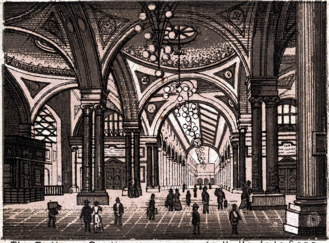 Stuttgart, Deutschland: Blick auf die Bahnhofshalle von Unknown artist