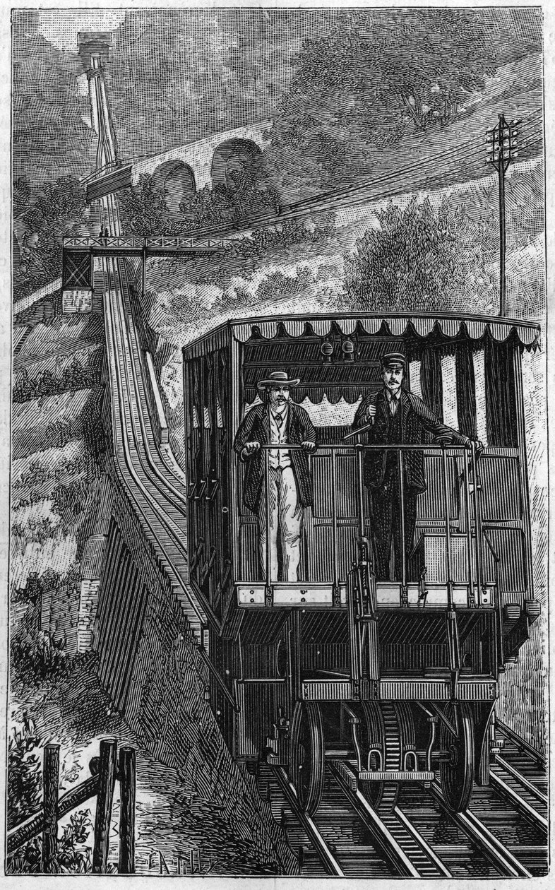 Territet-Glion-Eisenbahn. Glion-Linie in der Schweiz im Jahr 1884 von Unknown artist