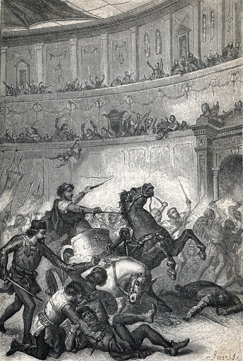 Das Massaker von Thessaloniki 390. Stich 1884 von Unknown artist