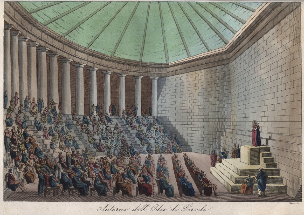 Das Odeon von Athen oder Odeon des Perikles in Athen - Gravur aus „Usi e Costumi di Tutti i Popoli dell