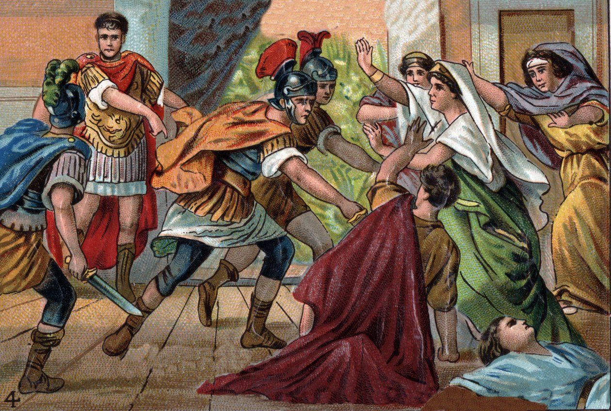 Der römische Kaiser Caracalla (188-217) ermordet seinen Bruder Geta im Arm seiner Mutter. von Unknown artist