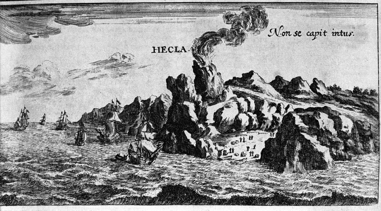 Der Vulkan Hekla an der Küste Islands - in Mundi Mirabilis Oeconomia von Johamm Zahn, sd. 1696. von Unknown artist