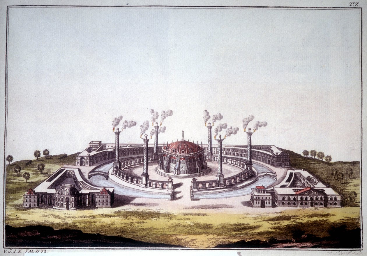 Die antike Stadt Ninive, antike Stadt von Assyrien, zeigt die imaginäre Ansicht eines assyrischen Palastes von Unknown artist