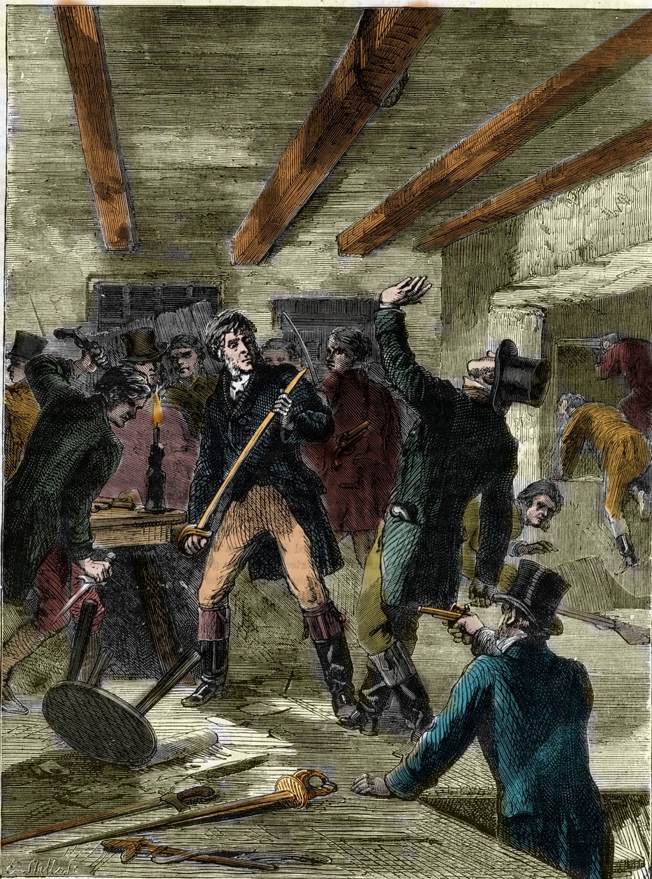 Die Verhaftung der Cato Street Verschwörer (Gravur) - „Die Cato Street Verschwörer...“ (Cato Street Conspiracy) von Unknown artist
