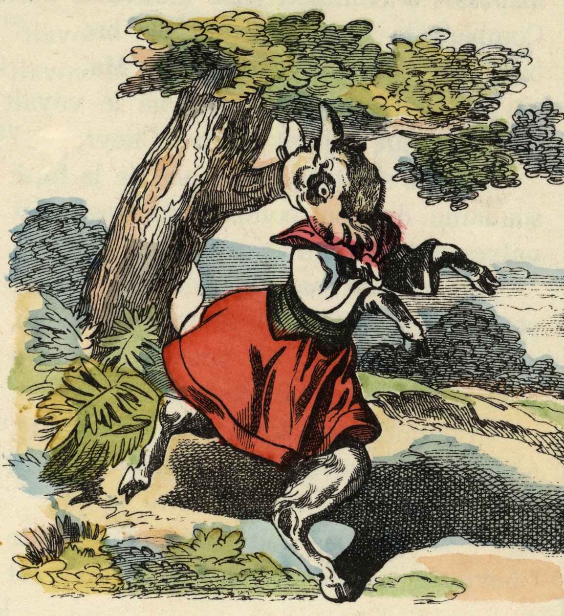 Die Ziege, Kleine Chevy. Illustration des Märchens „Bon medor und Kleine Chevrette“. In „Tales from the home for the little ones“. Anonyme Gravur des 19. Jahrhunderts von Unknown artist