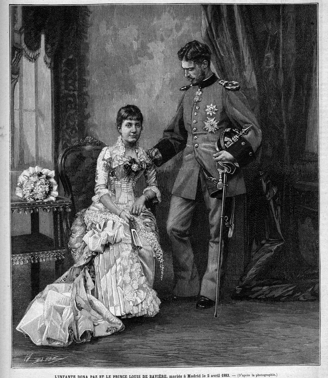 Die Infantin von Spanien Dona Maria de la Paz (1862-1946) und Prinz Ludwig II. von Bayern (Ludwig Otto Frederik Wilhelm von Wittelsbach). von Unknown artist