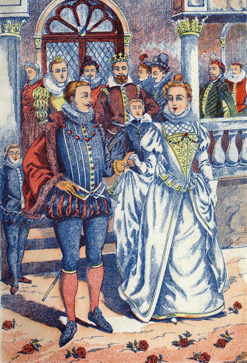 Der Königssohn heiratet Eselshaut. Anonyme Illustration für „Eselshaut“ von Charles Perrault von Unknown artist