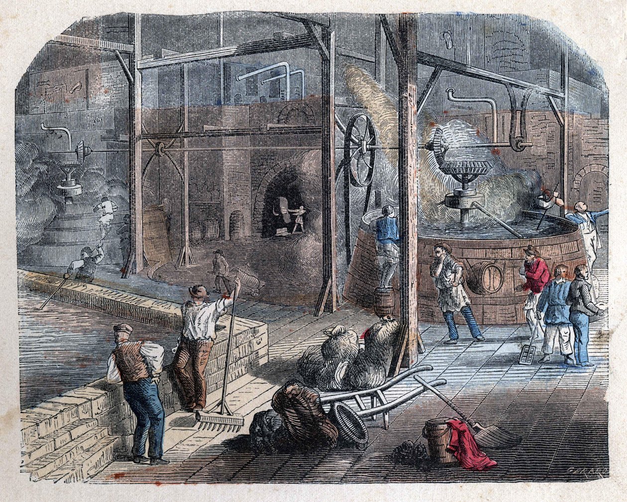 Die Herstellung von Bier. Illustration des 19. Jahrhunderts. Bianchetti-Sammlung von Unknown artist