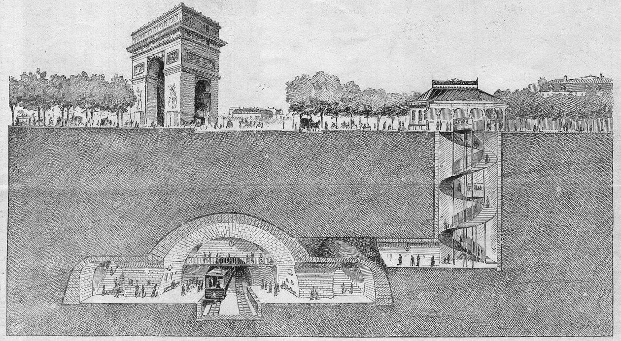 Die Metrostation „Etoile“ in Paris. Gravur von 1895. von Unknown artist