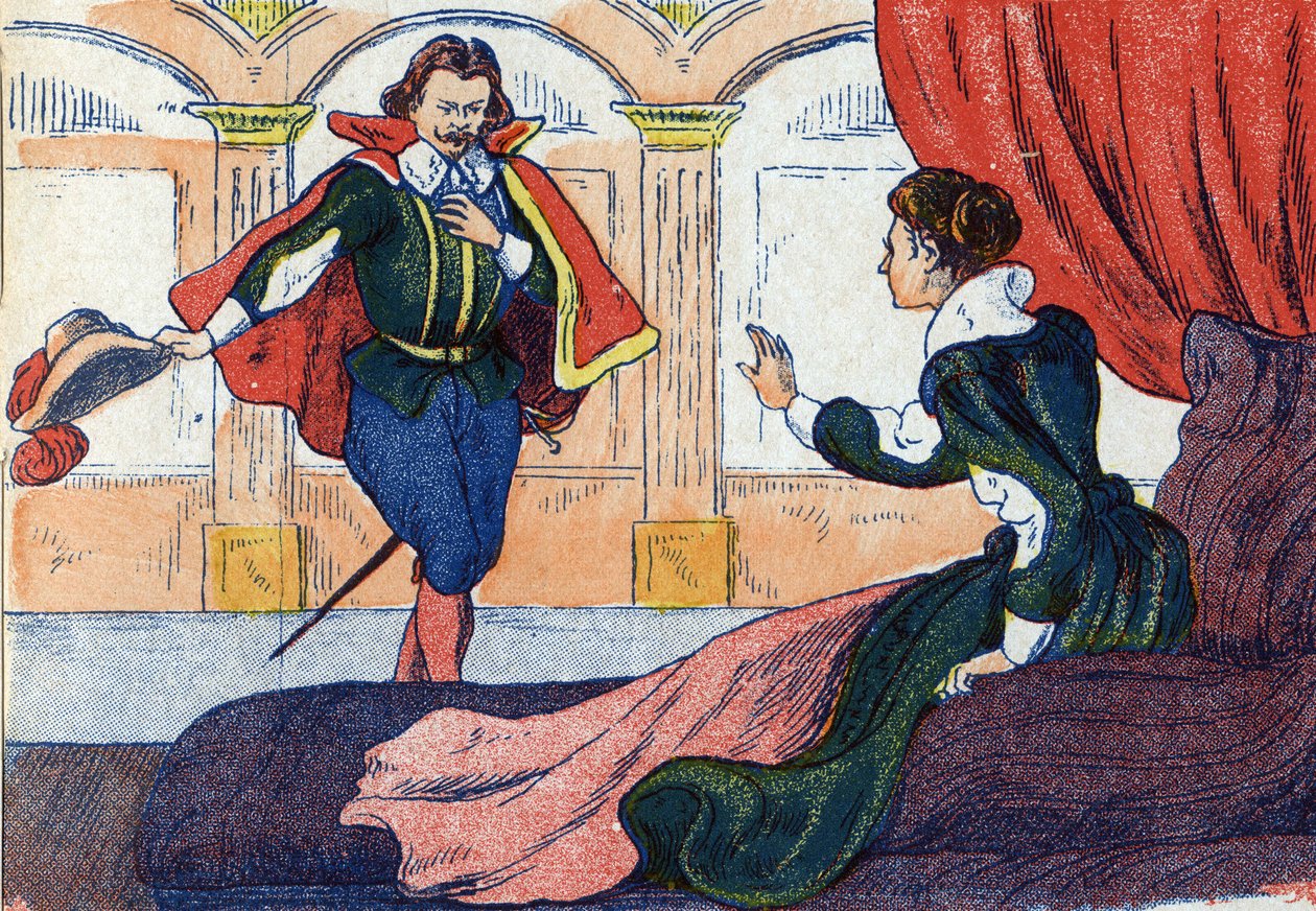 Das Erwachen der Prinzessin. Illustration für „Dornröschen“, Märchen von Charles Perrault (1628-1703), französischer Schriftsteller. Anonyme Illustration. Bild von Marcel Vagne, Jarville Nancy, undatiert (spätes 19. Jahrhundert). von Unknown artist