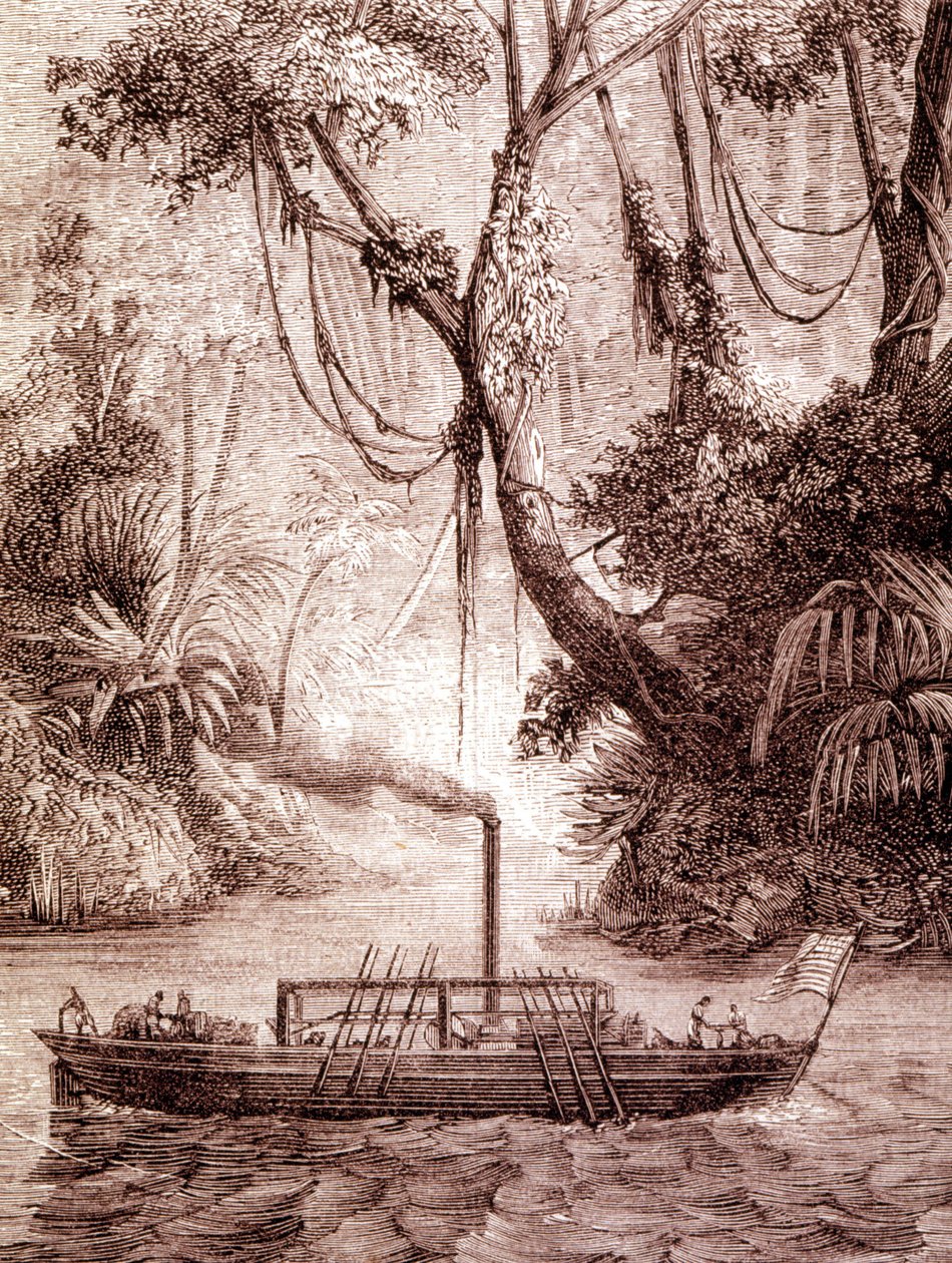 Das Dampfschiff von John Fitch, amerikanischer Erfinder, auf dem Delaware River um 1791 von Unknown artist
