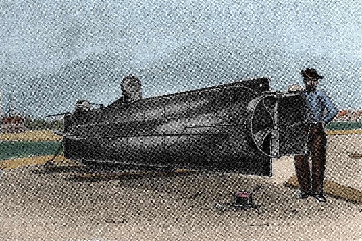 Das U-Boot CSS H. L. Hunley, verwendet von der Marine der Konföderierten Staaten während des Sezessionskrieges. 1861-1865 Gravur des 19. Jahrhunderts von Unknown artist