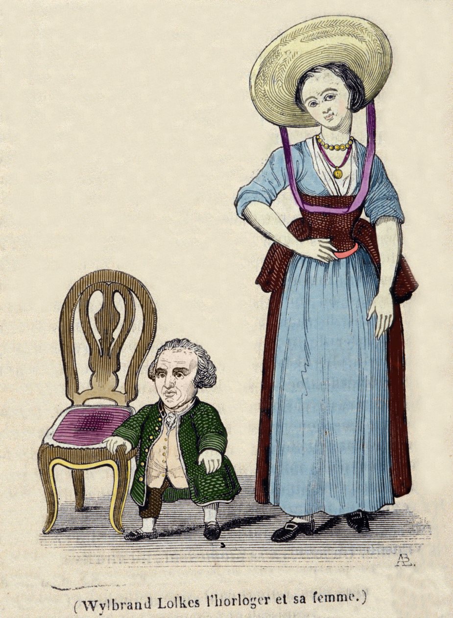 Der Uhrmacher Wylbrand Lolkes mit seiner Frau. Gravur aus dem 19. Jahrhundert. von Unknown artist