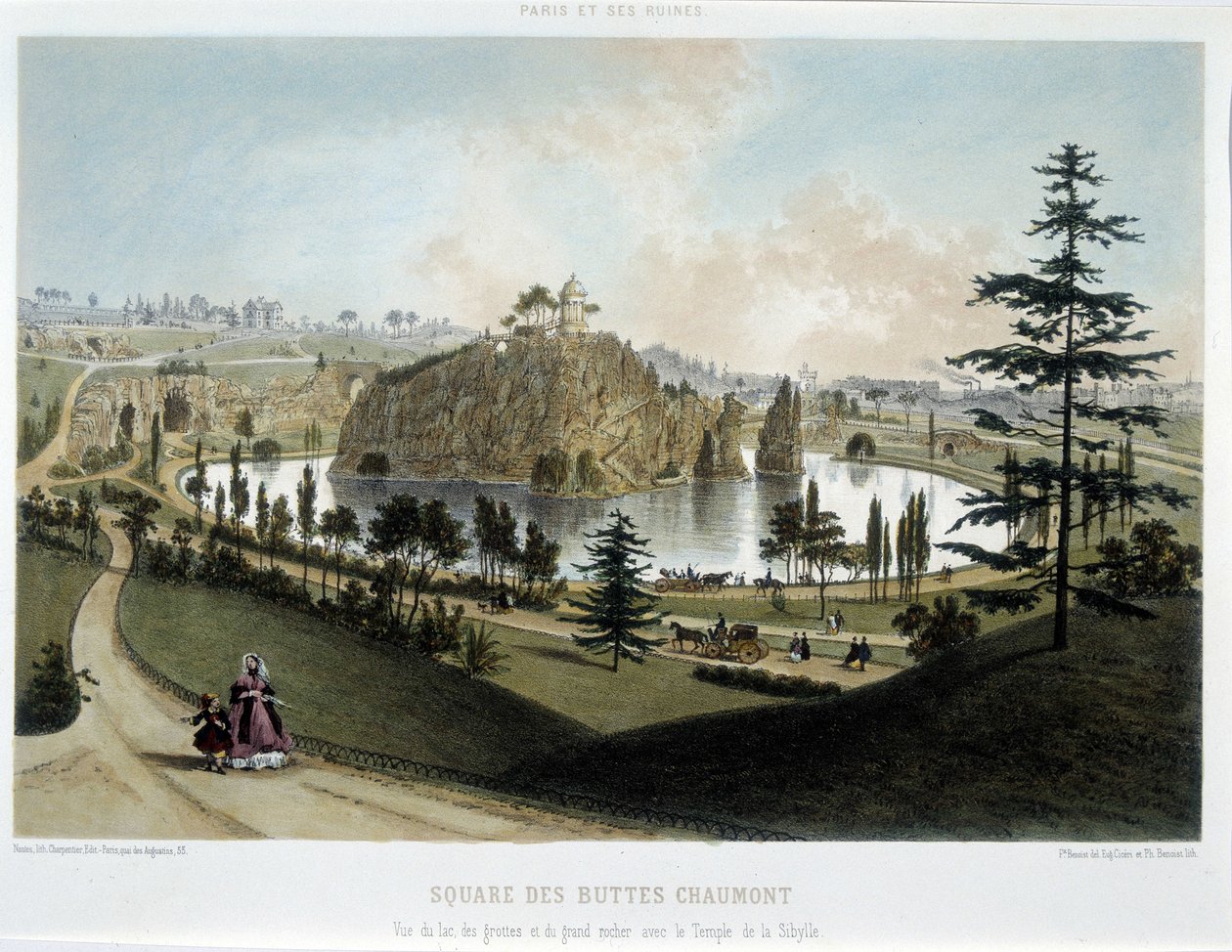 Transformationen von Paris unter dem Zweiten Kaiserreich, Haussmann Paris. Der Garten von Buttes Chaumont von Unknown artist
