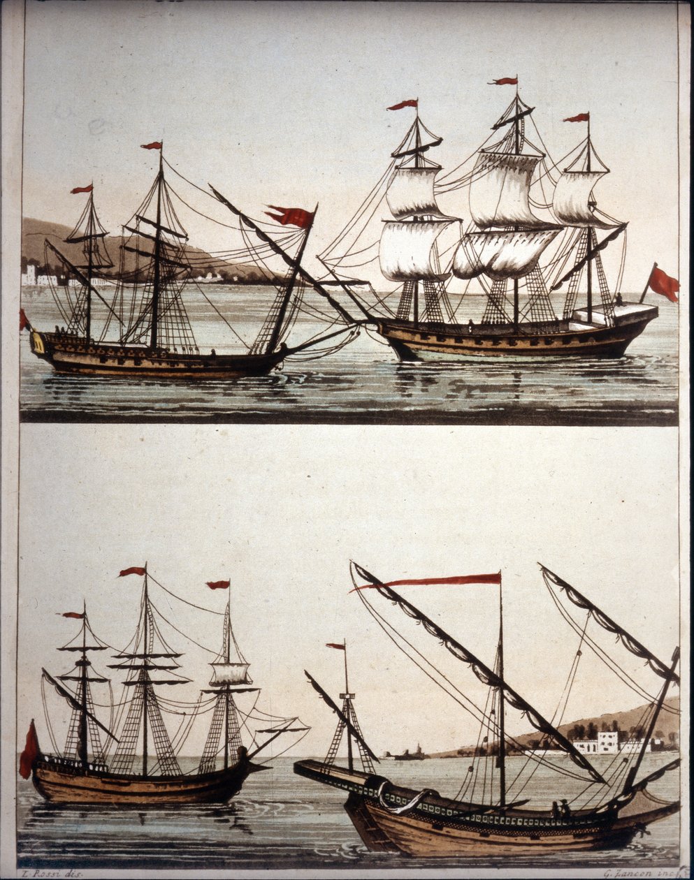Typische Boote der barbarischen Piraten, - in „Il costume antico e moderno“ von Ferrario, Mailand von Unknown artist