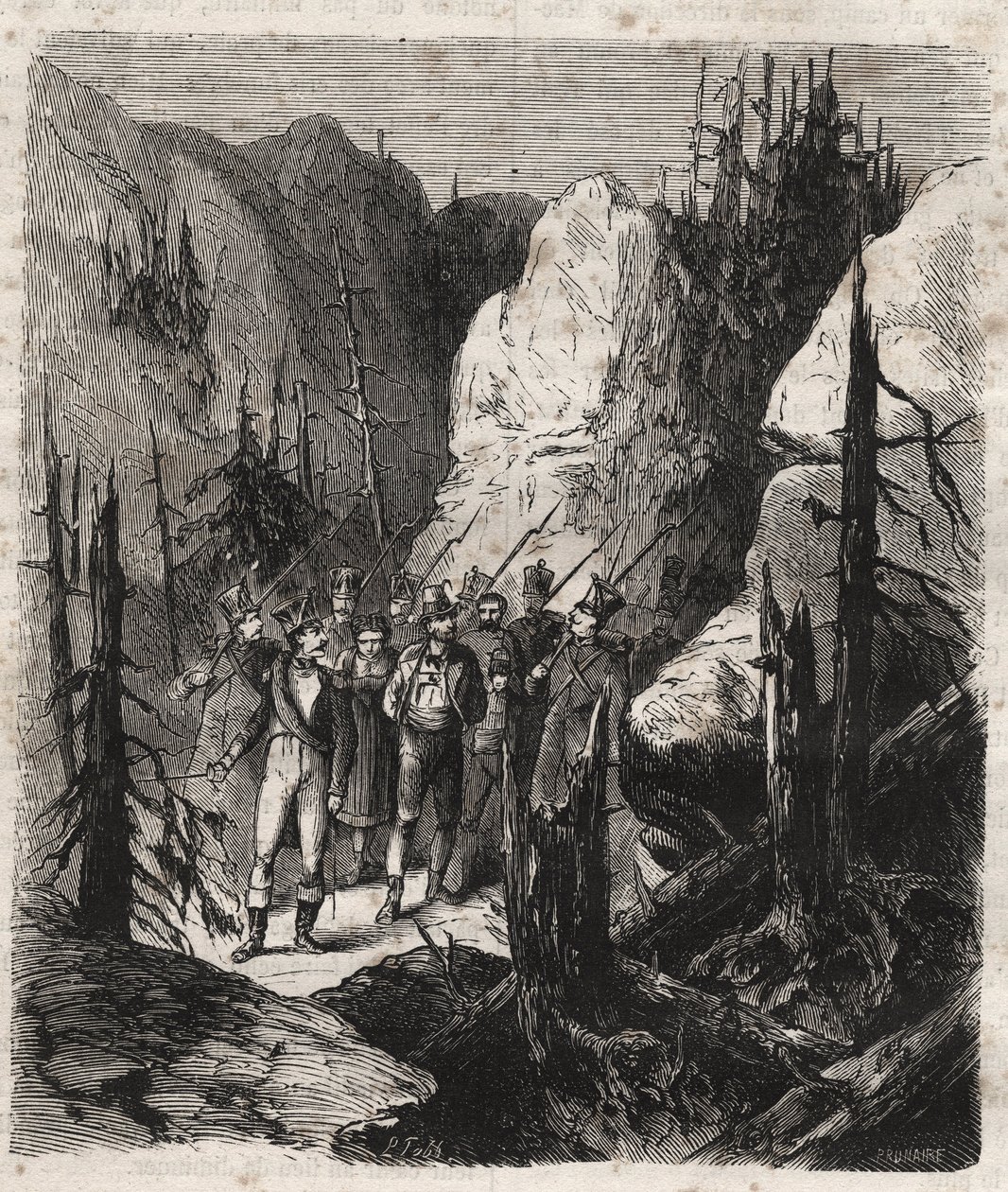 Tiroler Patriot Andreas Hofer (1767-1810) wird verhaftet - Gravur von 1879 in „Histoire des sociétés secrètes, politiques et religieuses“ von Pierre Zaccone (1817-1895) von Unknown artist
