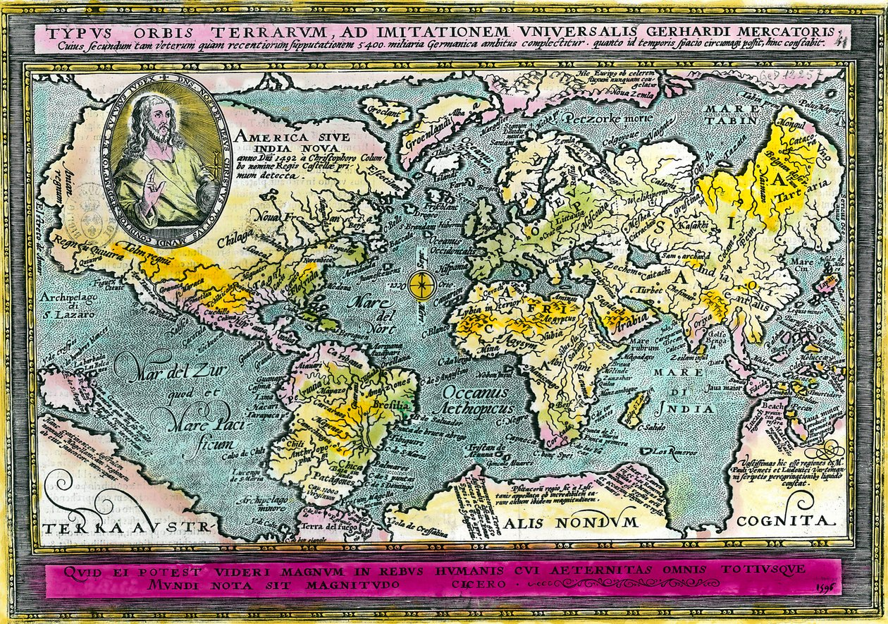 Universale geografische Karte (Weltkarte) von 1596 von Unknown artist