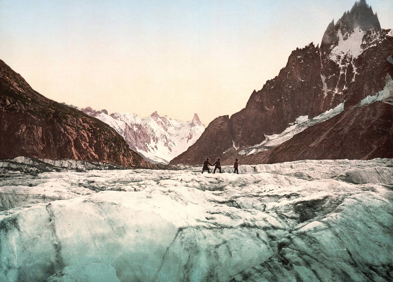Blick auf den Mont Blanc: La Mer de Glace. Photochrom ca. 1890 von Unknown artist