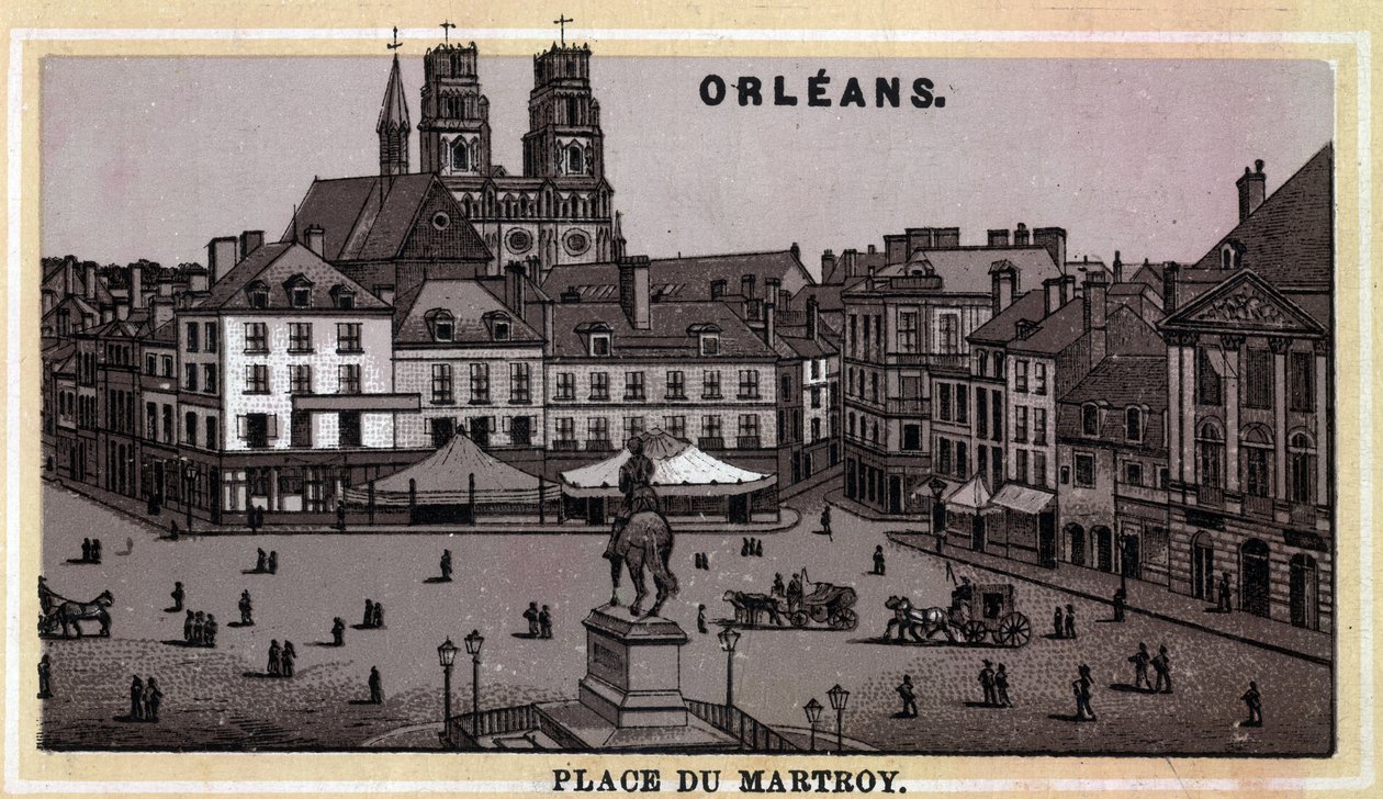 Ansicht des Place du Martroy in Orléans, Département Loiret und Region Centre, Frankreich. Chromolithographie des späten 19. Jahrhunderts. von Unknown artist