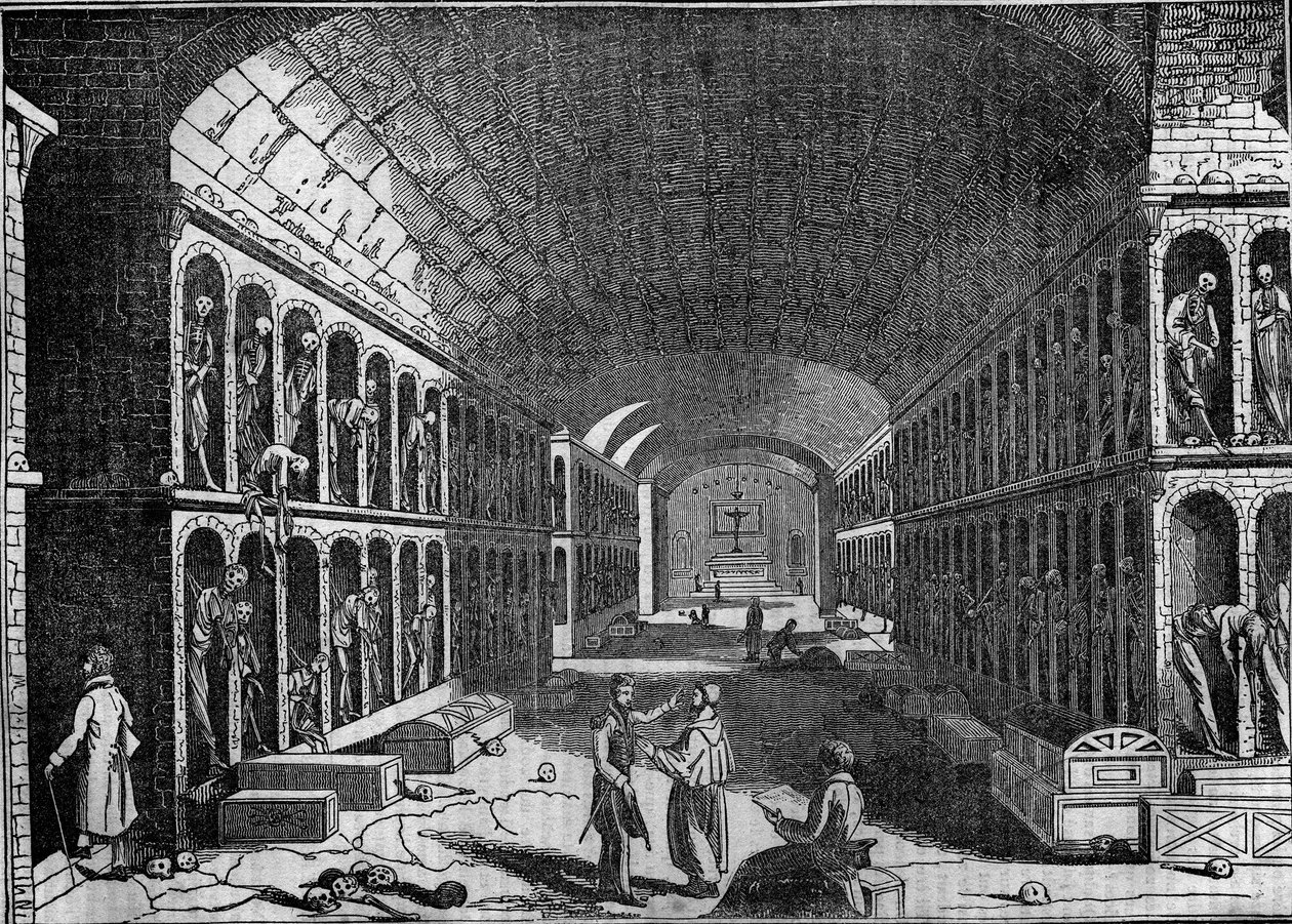 Ansicht des Kapuzinerfriedhofs in Palermo im 19. Jahrhundert. (Cimitero dei Cappuccini, Palermo) von Unknown artist