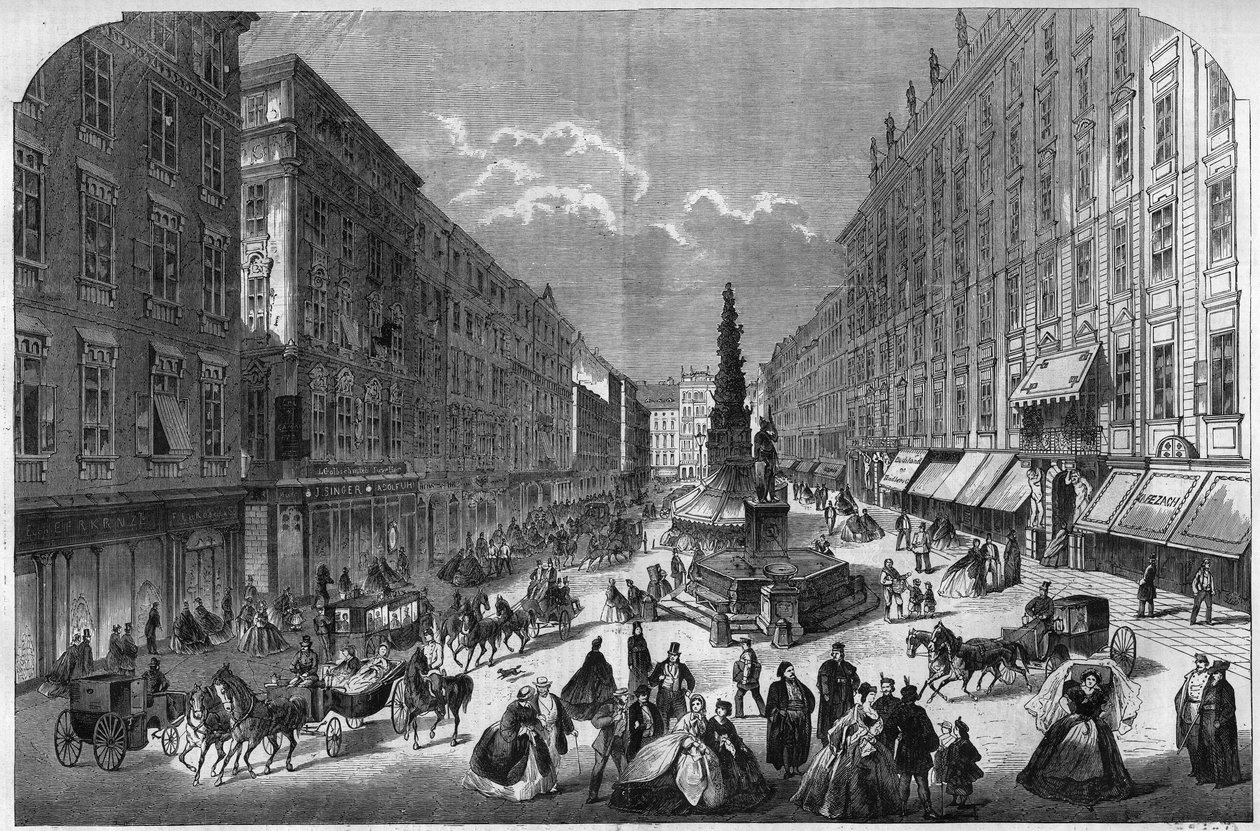 Ansicht des Grabens in Wien, Österreich. Gravur in „The Illustrious Universe“ von Unknown artist