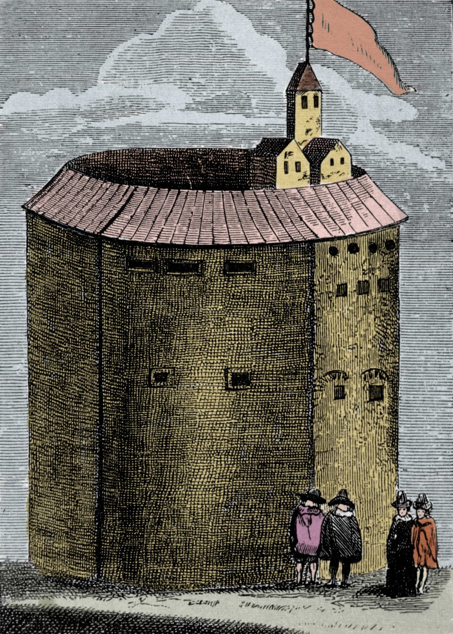 Ansicht des Londoner Globe Theatre zur Zeit von William Shakespeare (1564-1612). Gravur aus dem 19. Jahrhundert. von Unknown artist