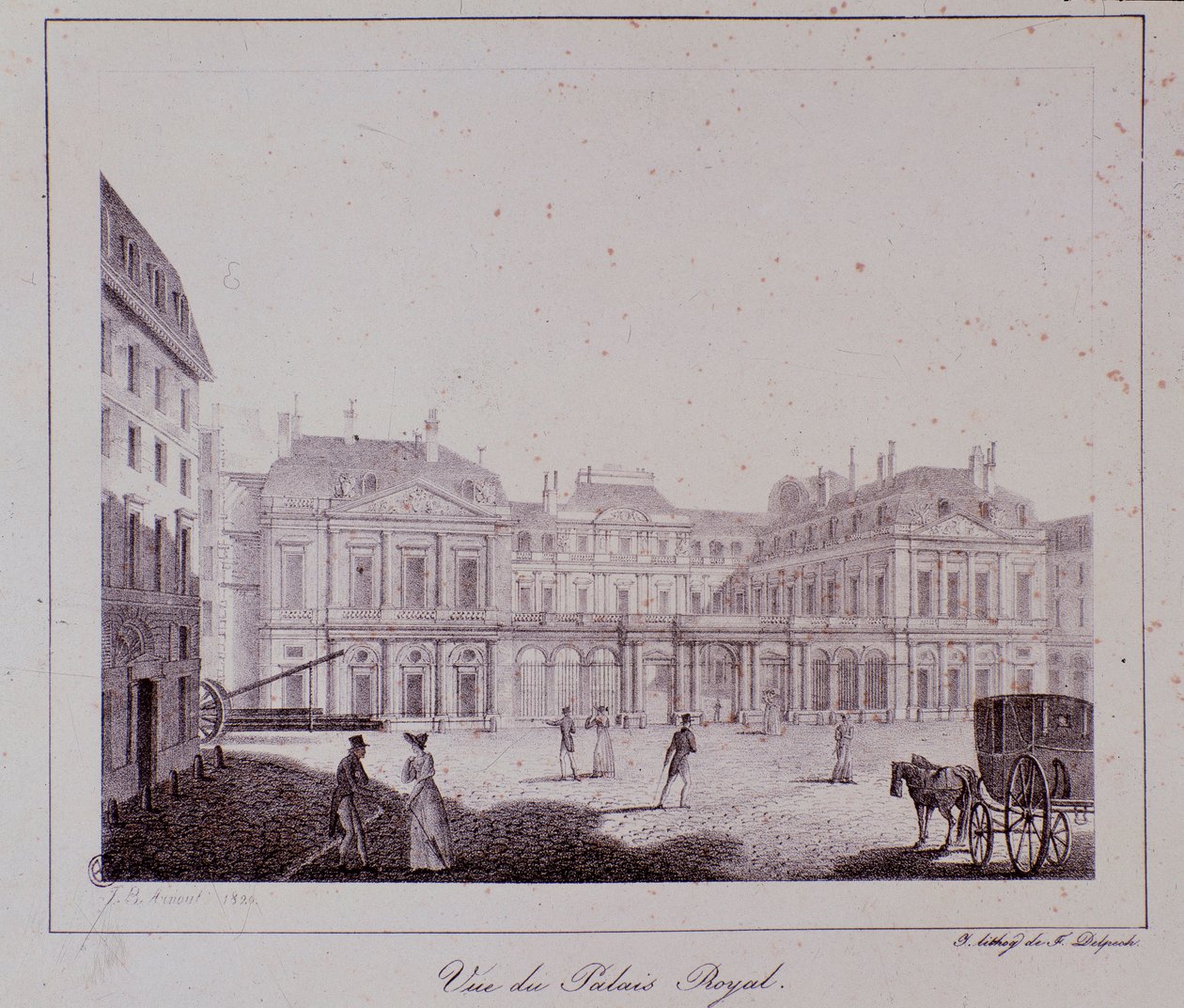 Ansicht des Königspalastes in Paris. Gravur von 1820 Private Sammlung von Unknown artist