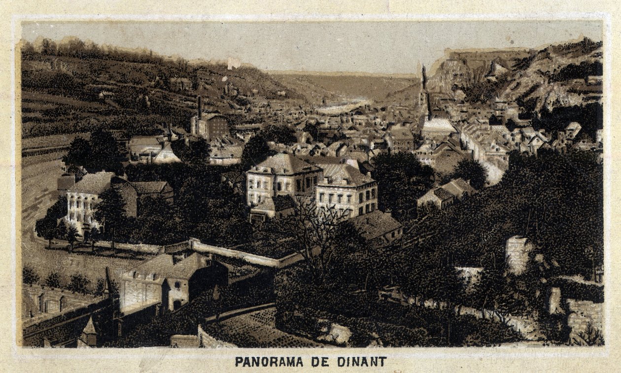Ansicht der Stadt Dinant, Wallonien, Belgien. Chromolithographie aus dem späten 19. Jahrhundert. von Unknown artist
