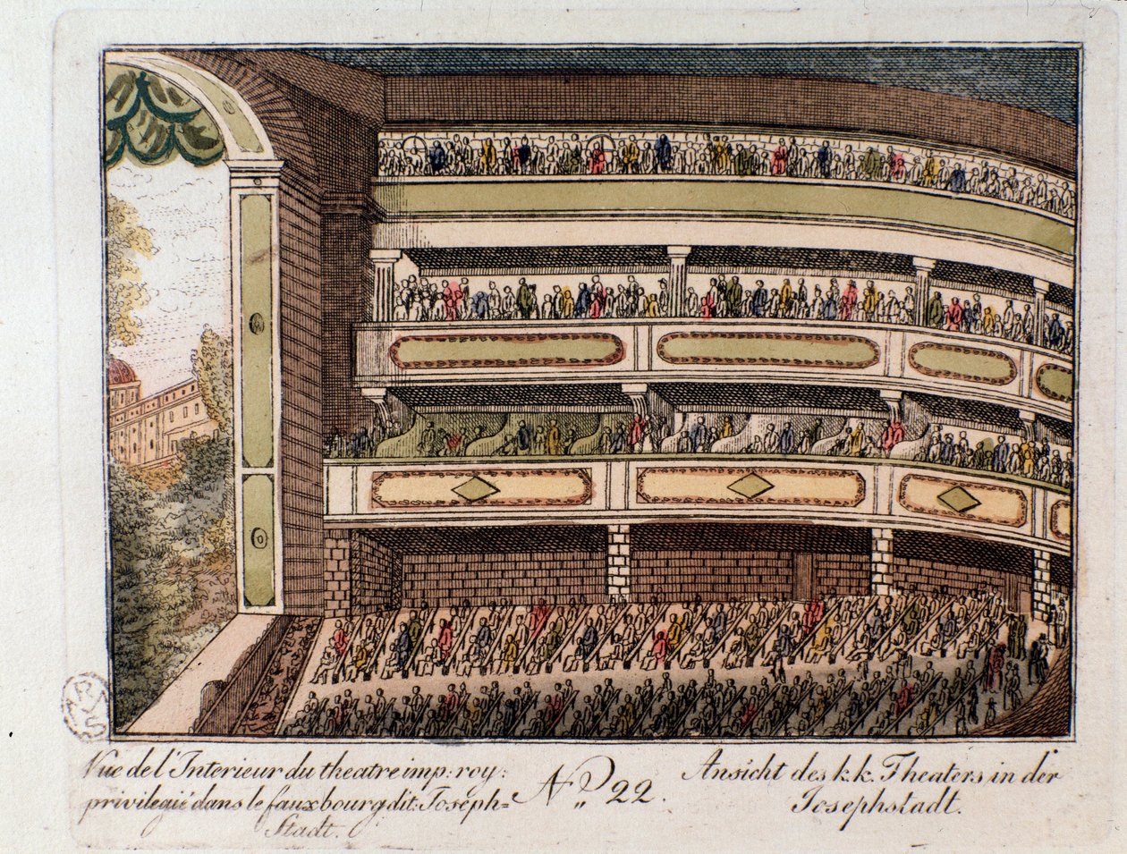 Ansicht des Inneren des Kaiserlichen Theaters im Bezirk Josephstadt in Wien. Österreich von Unknown artist