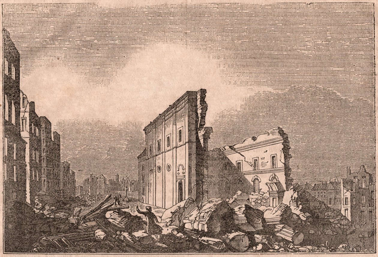 Ansicht der Ruinen von St. Paul nach dem Erdbeben von 1755, Lissabon, Portugal von Unknown