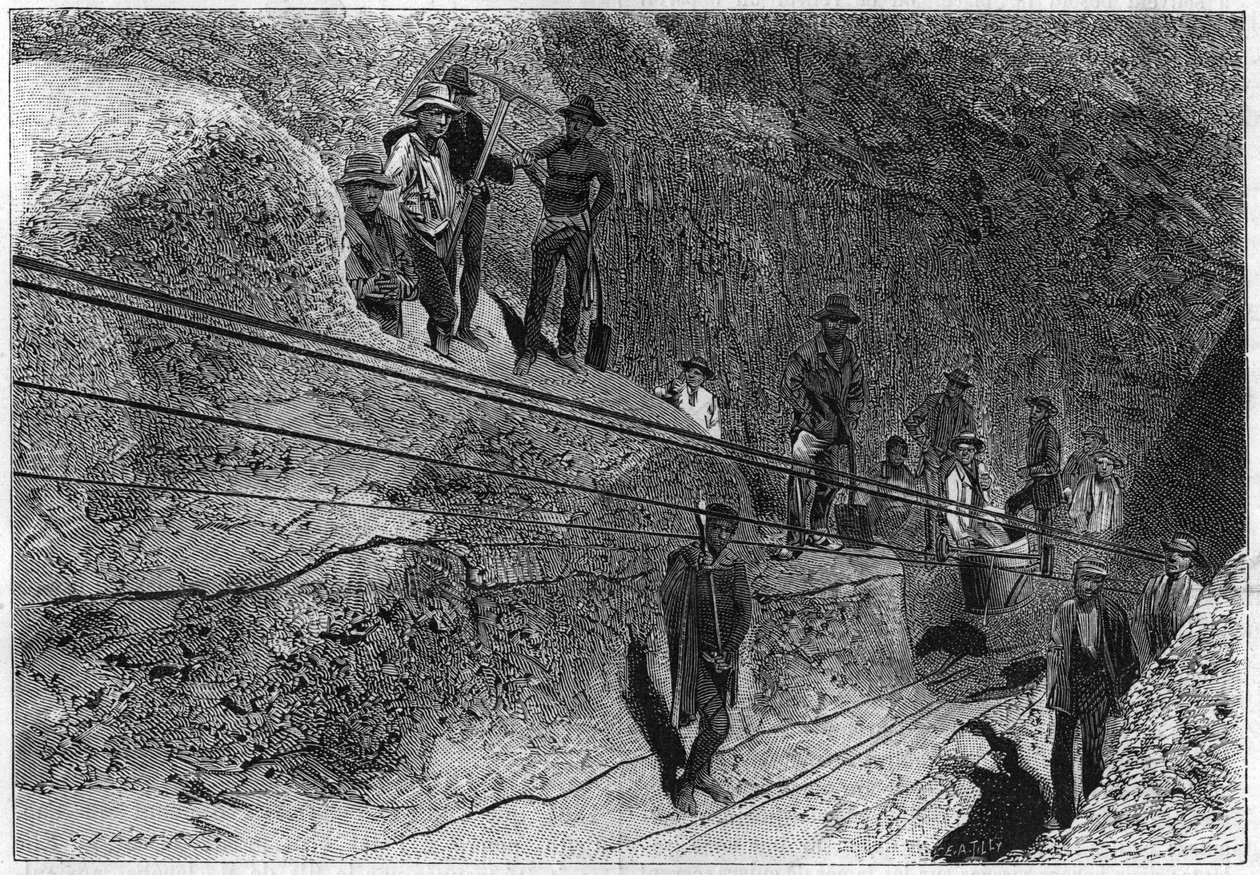 Ansicht vom Grund der Kimberley-Diamantenmine in Südafrika. von Unknown artist