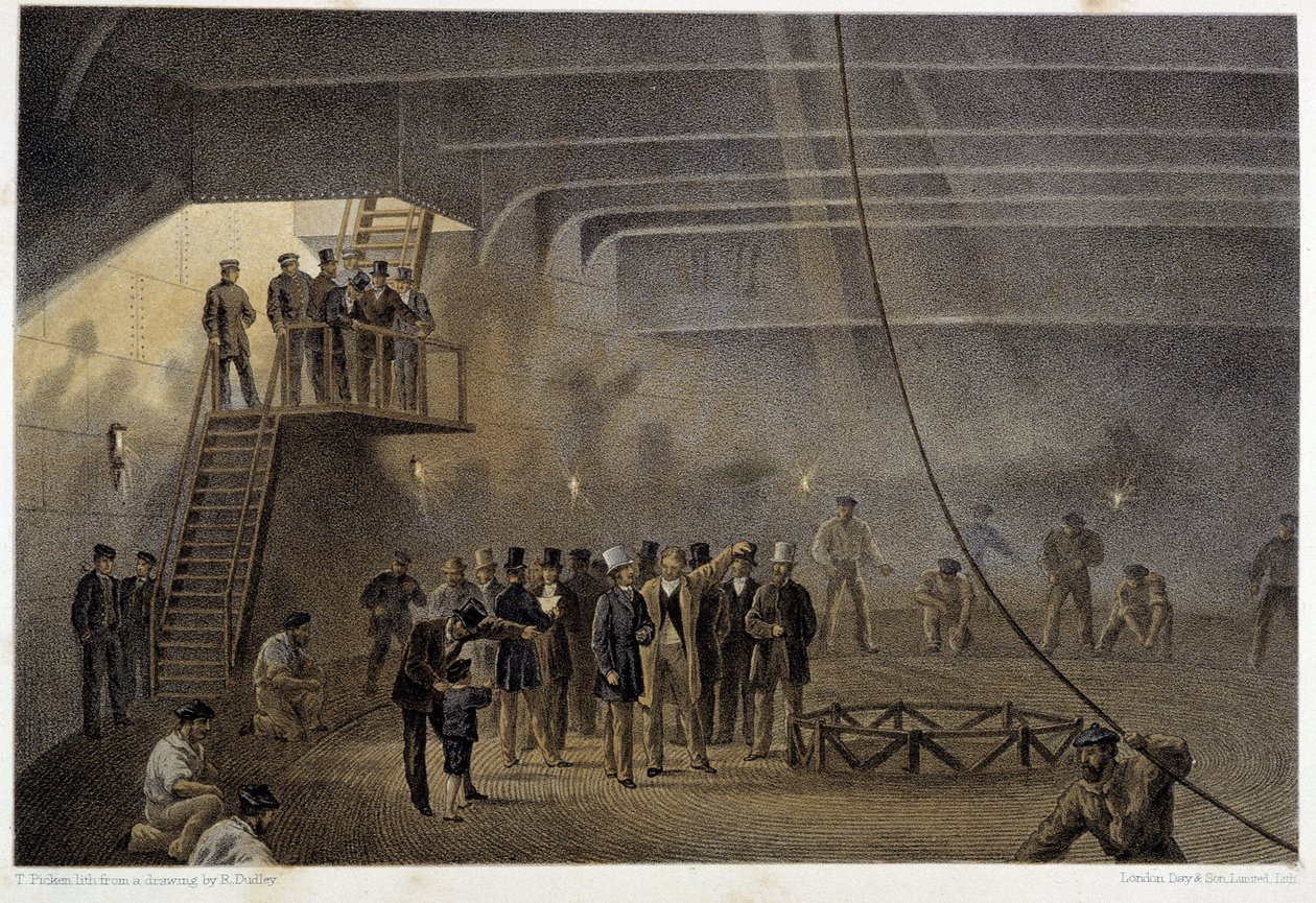 Besuch des Prinzen von Wales in einem Boot, das das Atlantikkabel verlegt von Unknown artist