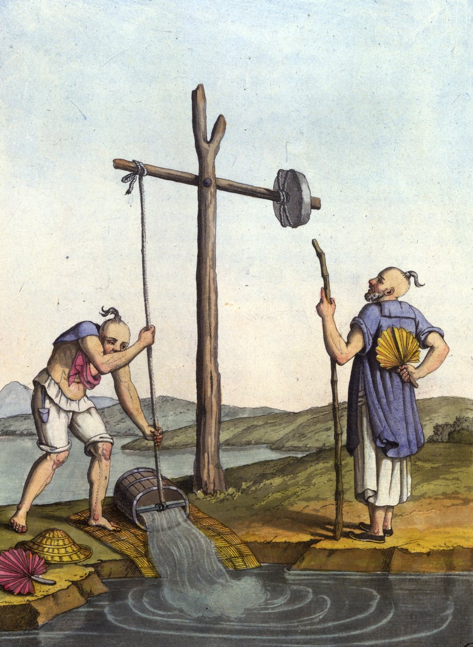 Wasserbewässerungssystem in China - in Le costume ancien et moderne von J. Ferrario, ed. Mailand von Unknown artist