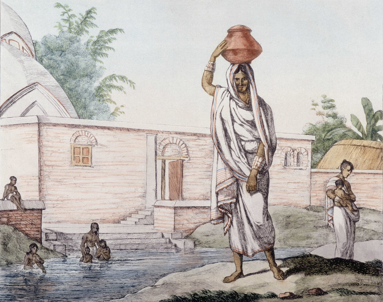 Wasserträger in der Nähe des Hooghly (indischer Fluss) in Kalkutta (oder Kolkata), Indien von Unknown artist
