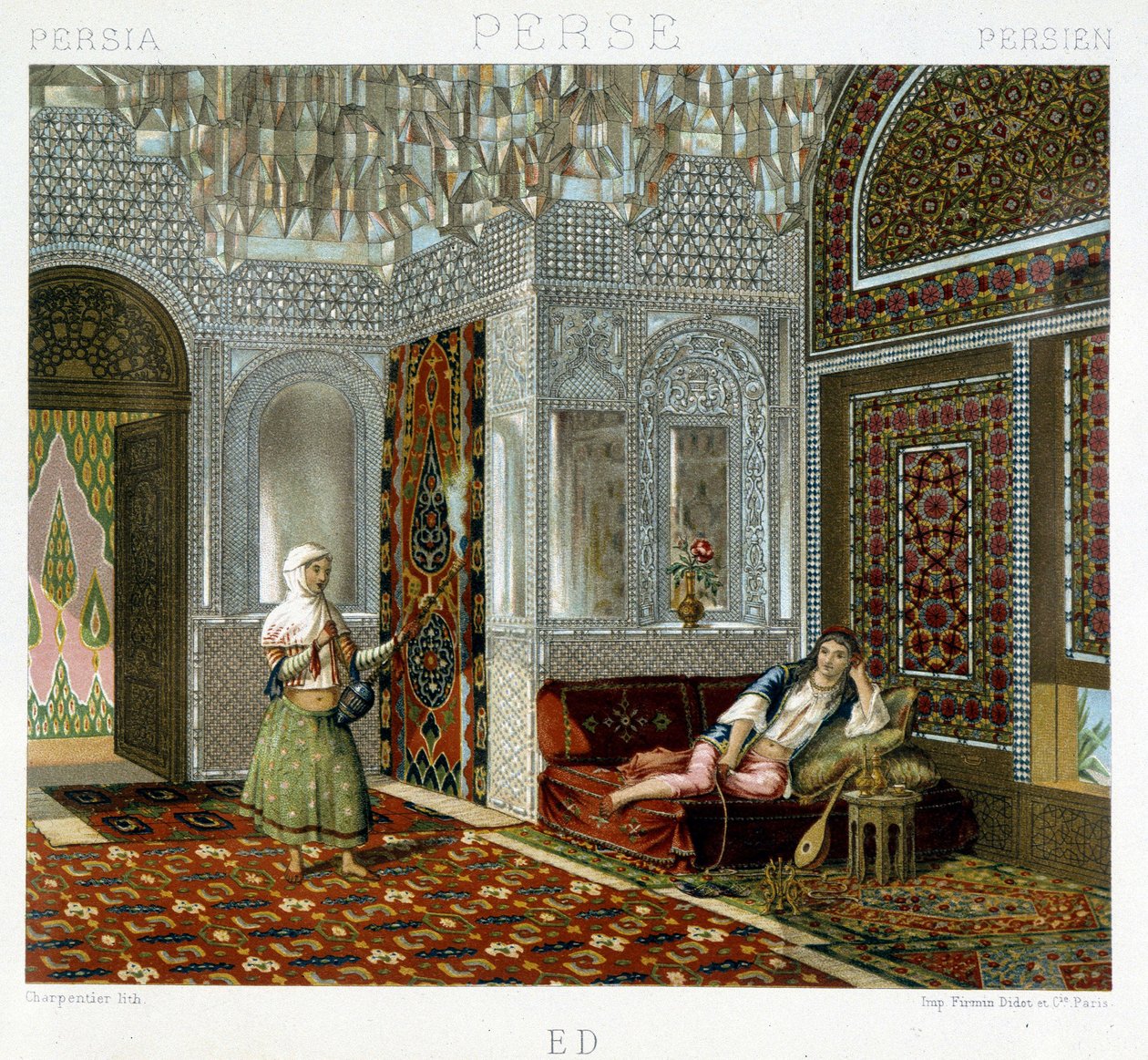 Frauen in einem Wohnzimmer in Persien - in „Le costume historique“ von Racinet von Unknown artist