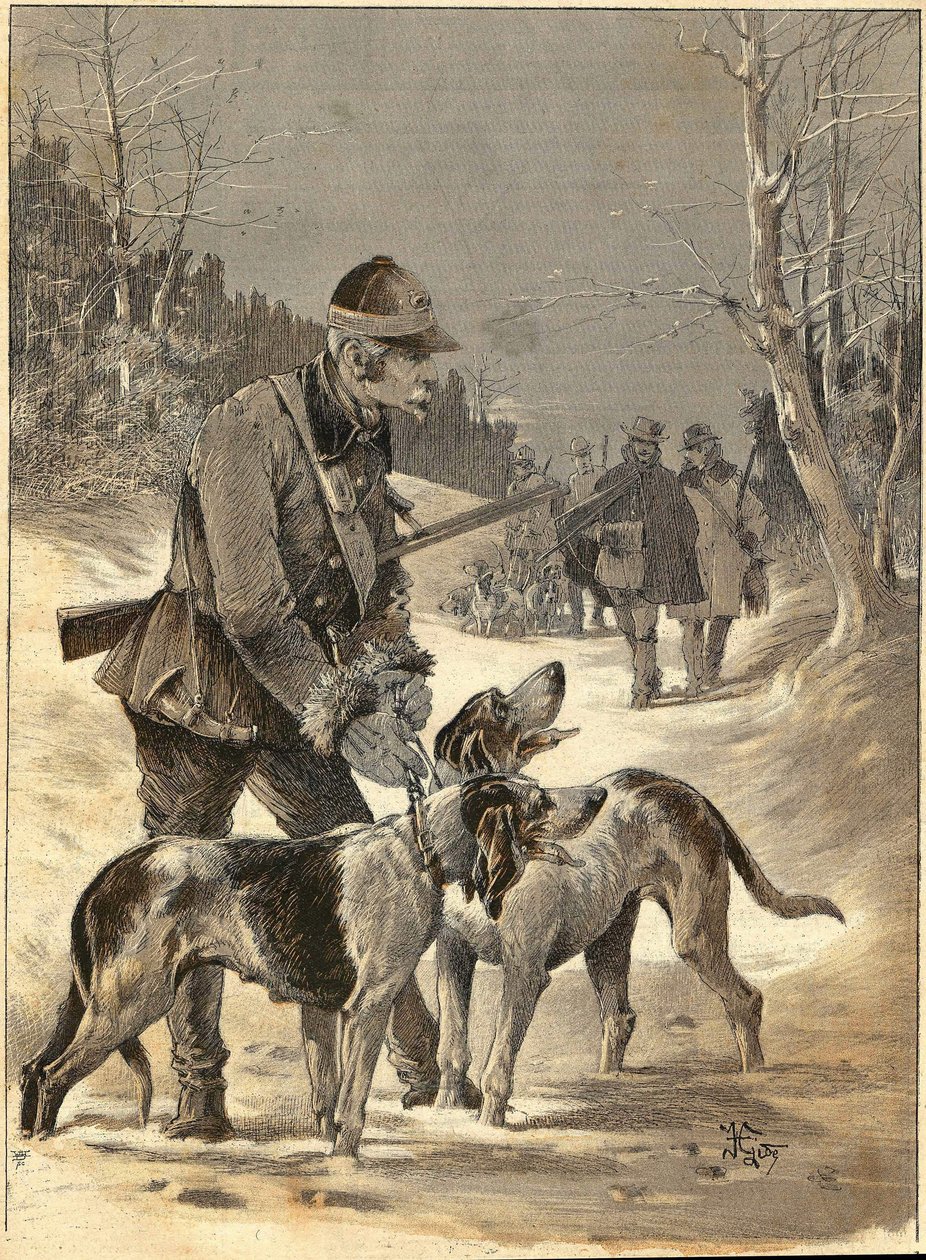 Holzjagd nach dem Aquarell von Gide. 1892 von Unknown artist