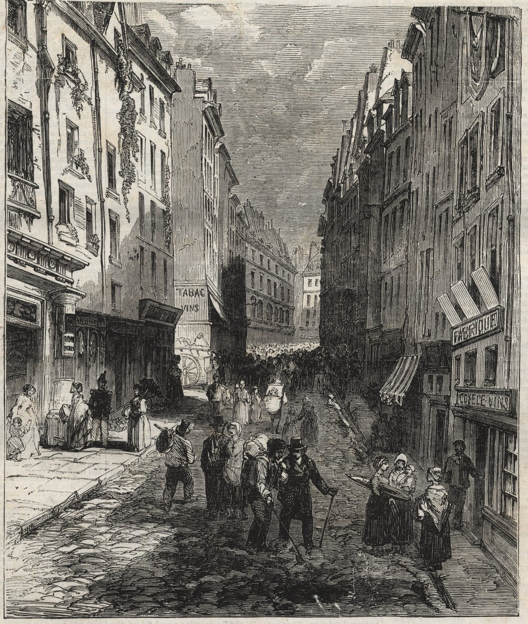 Arbeiten in der Rue de la Montagne Sainte-Geneviève im 5. Arrondissement von Paris im Jahr 1858. von Unknown artist