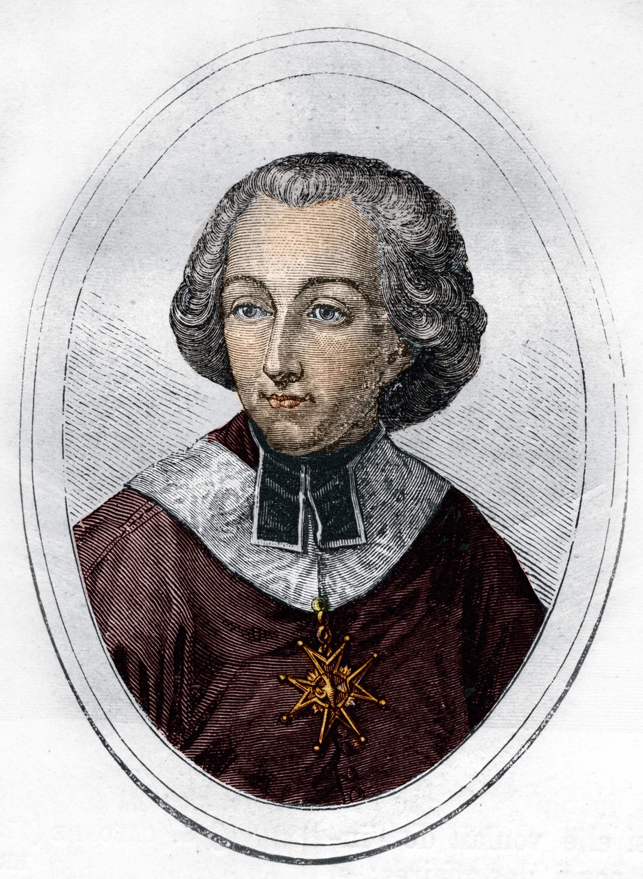 Porträt von Étienne de Loménie de Brienne (1727-1794), französischer Prälat und Politiker. Gravur von 1866 von Unknown artist