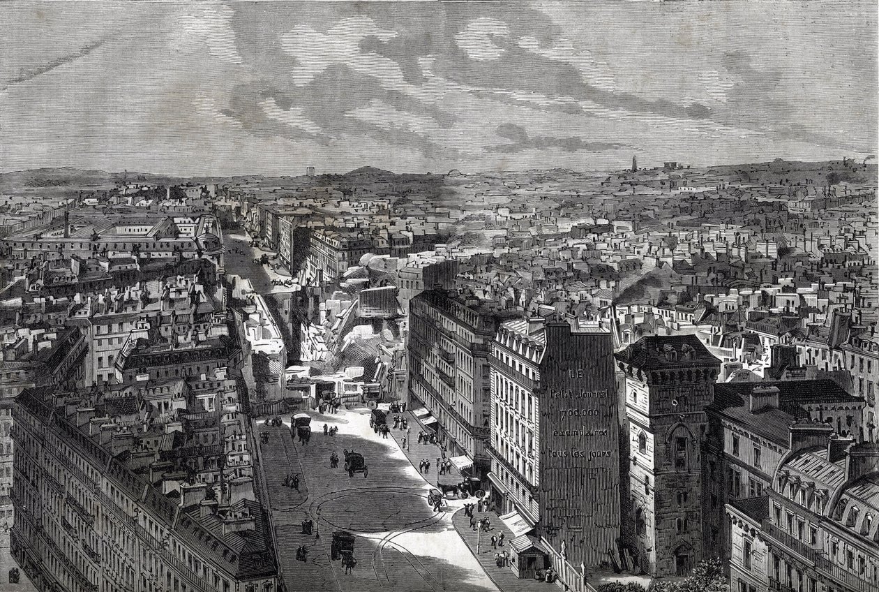 Die großen Werke von Haussmann - Transformationen von Paris unter dem Zweiten Kaiserreich, Paris Haussmannien (Boulevard, Haussmannsche Arbeiten) - Gravur in „Le journal illustré“ vom 1 von Unknown artist