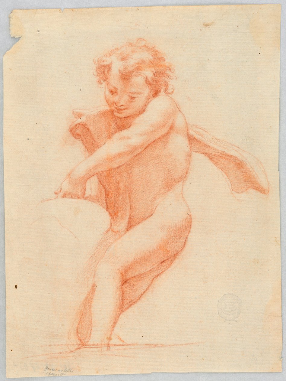 Zeichnung, Kind stützt ein Objekt oder eine Struktur, 1750–1800 von Unknown artistUnknown artist