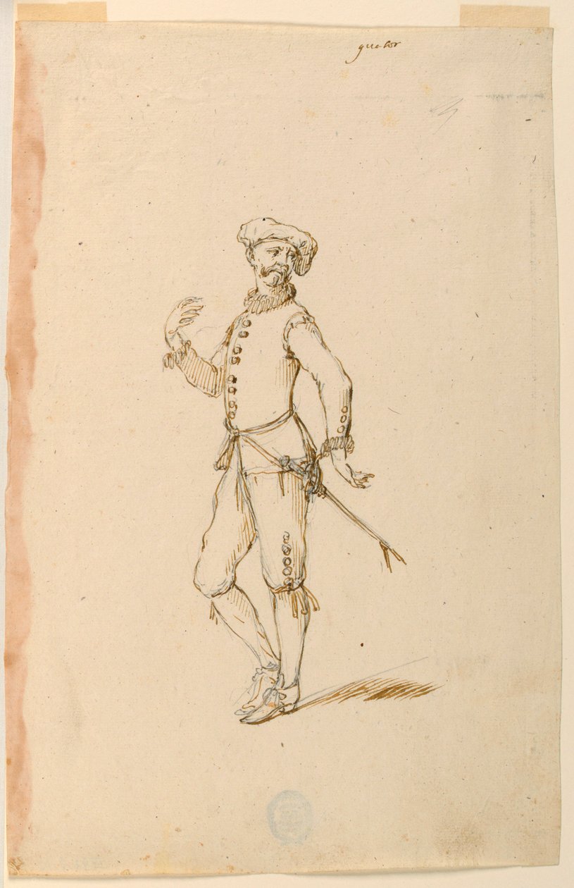 Zeichnung, Kostümentwurf: Ein Kapitän für ein Ballett, ca. 1720 von Unknown artistUnknown artist