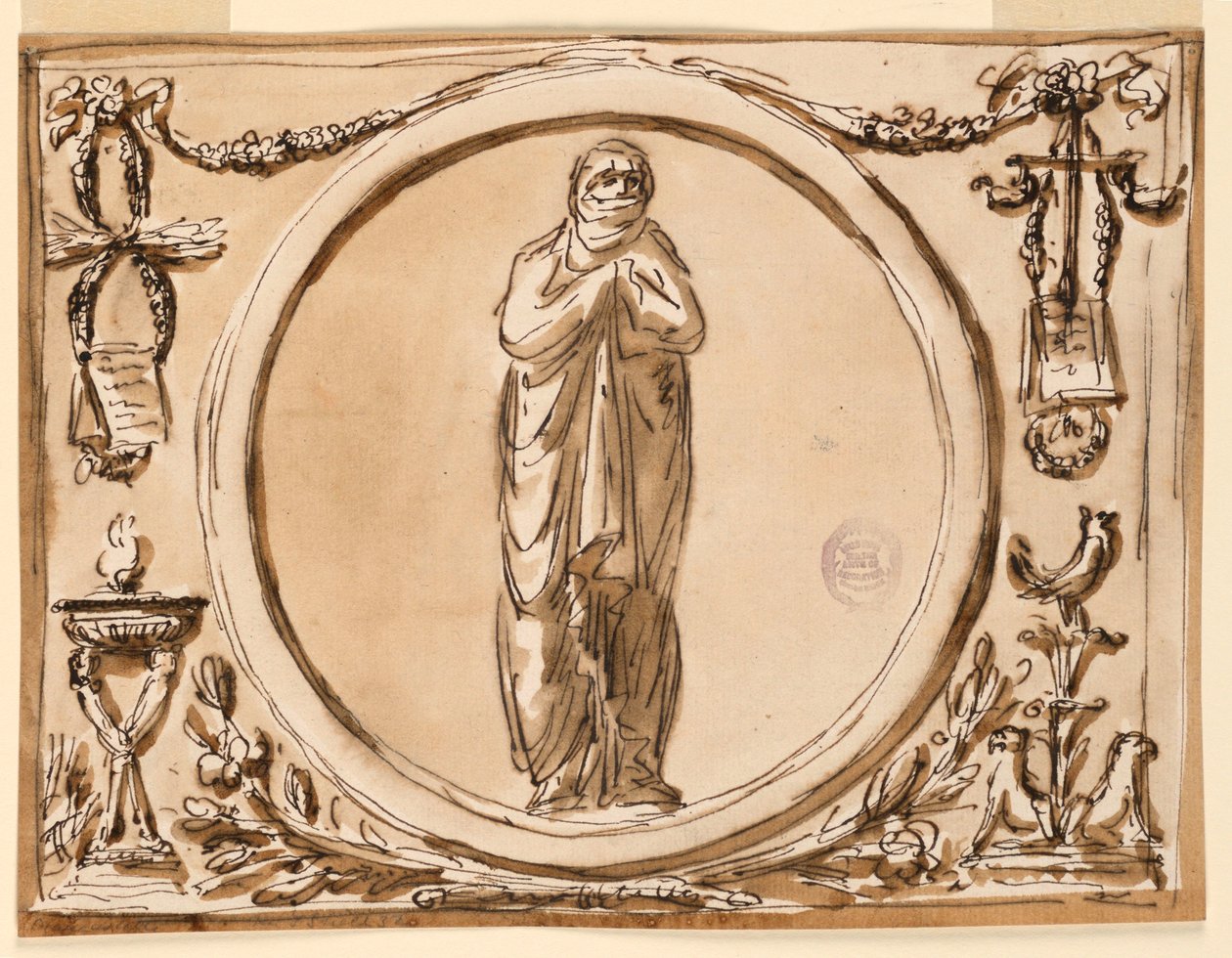 Zeichnung, Dekoration eines Panels, 1789–1793 von Unknown artistUnknown artist