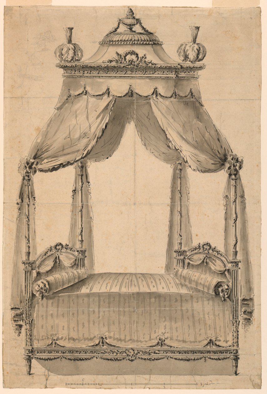 Entwurf für ein Bett, ca. 1785 von Unknown artistUnknown artist