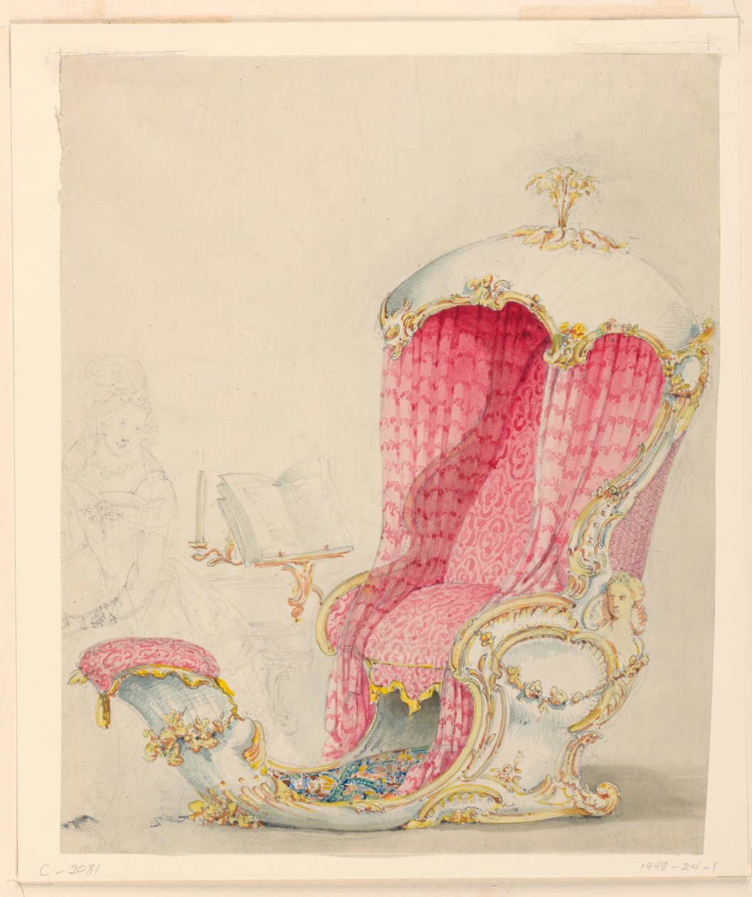 Zeichnung, Entwurf für eine Chaiselongue, ca. 1810 von Unknown artistUnknown artist