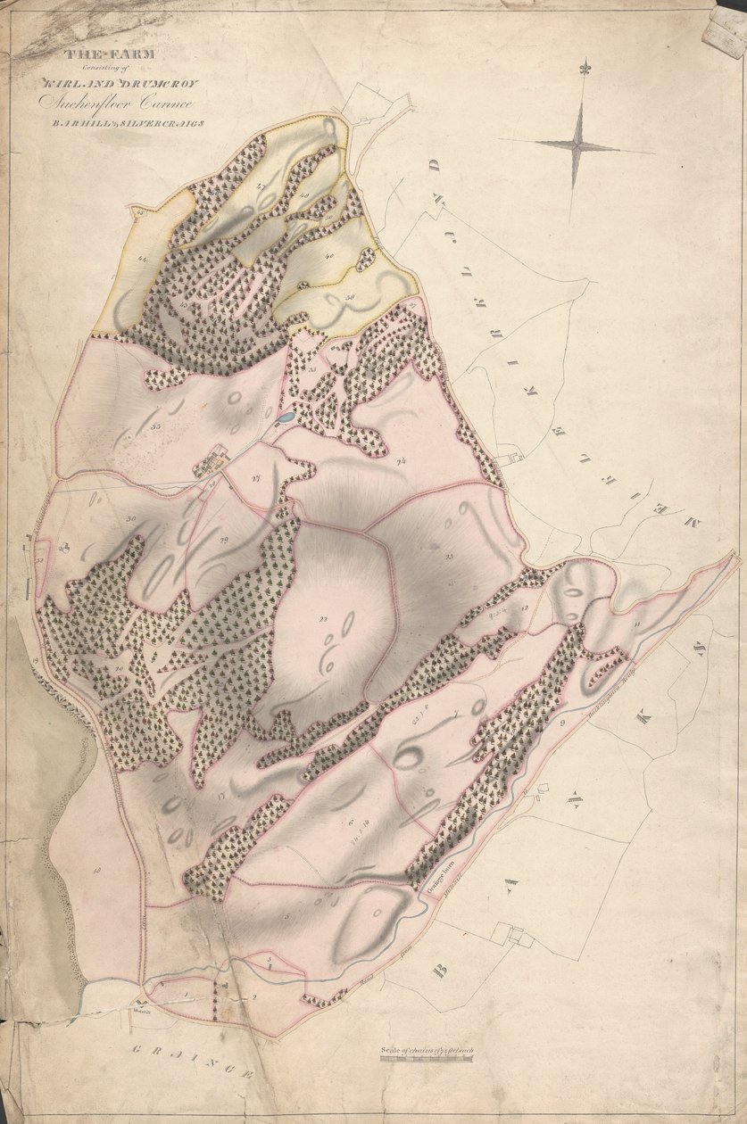Eine Sammlung von Vermessungen schottischer Güter des Earl of Selkirk: Der Bauernhof bestehend aus Kirkland Drumcroy, Auchenfloor, Cannee, Barhill und Silvercraigs (ehemals Nuntons) von Unknown artist